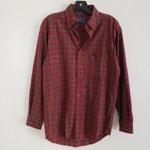Vintage Sir Pendleton 100% Pure Wool Button Down Shirt Men Sz Small BlueGreenRed